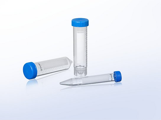 4 different 50 ml tubes standing and lying down